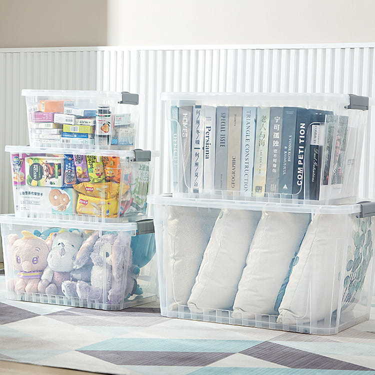 Transparent storage box with lid clothes toy storage box storage thick plastic household storage