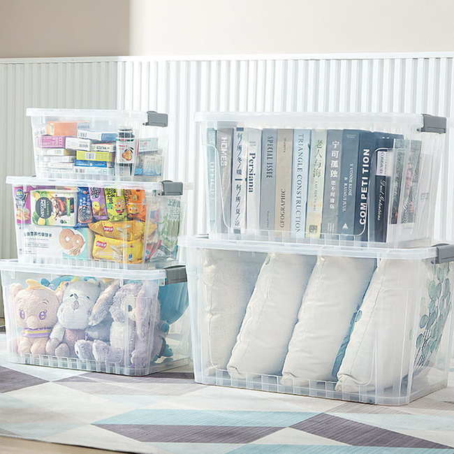 Transparent storage box with lid clothes toy storage box storage thick plastic household storage