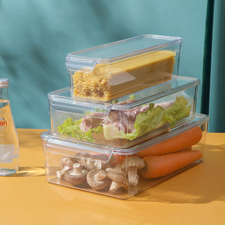 Transparent refrigerator storage box with lid, Fresh Keeping Food , PET material storage box,  frozen preservation