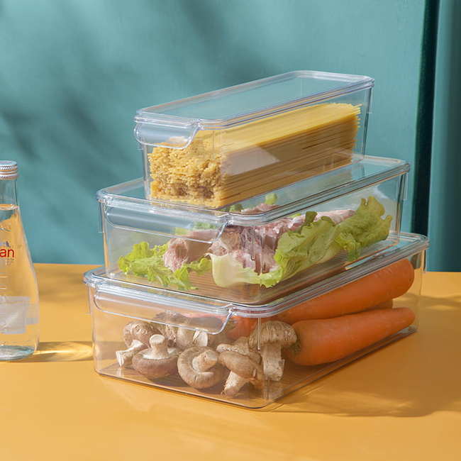 Transparent refrigerator storage box with lid, Fresh Keeping Food , PET material storage box,  frozen preservation