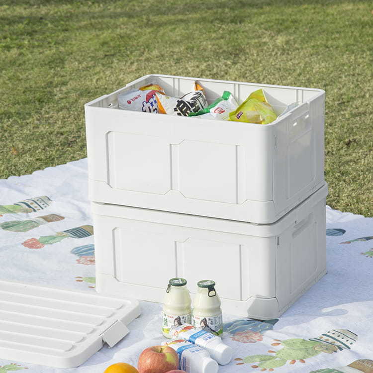 Folding storage box camping plastic finishing box outdoor side opening door covered car household sundries snacks cosmetics with lid
